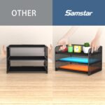 Samstar 3 Tier Letter Tray Paper Organizer with Handle, Mesh Desk Organizer Paper Sorter File Rack Shelves, Black - Image 4