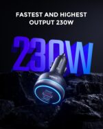 SUNDA 230W USB C Fast Car Charger, 3-Ports Car Charger Adapter, Dual Type C PD140W/PPS63W Compatible with iPhone16/15Pro/Max/iPhone14/Laptop/Galaxy/SamsungS24, USB-A 45W QC3.0 for Android - Image 3