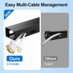 6X15.4 Inch Cable Raceway,Open Slot Cable Management Under Desk Kit with Upgraded Big Hole,Wire Cover and Desk Cable Organizer for Home & Office,Cord Hider Management - Image 3