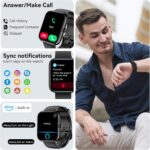 Smart Watch with Alexa & Bluetooth Calls, 1.83" HD Fitness Tracker for Men Women, IP68 Waterproof, 120+ Workout Modes, 24/7 Heart Rate/Sleep Tracking, iOS Android Compatible (Black) - Image 3
