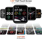 Smart Watch with Alexa & Bluetooth Calls, 1.83" HD Fitness Tracker for Men Women, IP68 Waterproof, 120+ Workout Modes, 24/7 Heart Rate/Sleep Tracking, iOS Android Compatible (Black) - Image 4