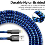 iPhone Charger, 5 Pack 3/3/6/6/10FT Apple MFi Certified USB Lightning Cable Nylon Braided Fast Charging Cord Compatible for iPhone 14/13/12/11/X/Max/8/7/6/5/SE/Plus/iPad - Black Blue - Image 3