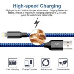 iPhone Charger, 5 Pack 3/3/6/6/10FT Apple MFi Certified USB Lightning Cable Nylon Braided Fast Charging Cord Compatible for iPhone 14/13/12/11/X/Max/8/7/6/5/SE/Plus/iPad - Black Blue - Image 4