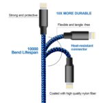 iPhone Charger, 5 Pack 3/3/6/6/10FT Apple MFi Certified USB Lightning Cable Nylon Braided Fast Charging Cord Compatible for iPhone 14/13/12/11/X/Max/8/7/6/5/SE/Plus/iPad - Black Blue - Image 5