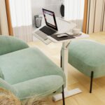 PUNCIA Adjustable Pneumatic Overbed Table with Wheels Split Top Tilting Bedside Bed Table with Tray Rolling Laptop Computer Standing Desk Cart Height 27"-40" - Image 5