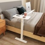 PUNCIA Adjustable Pneumatic Overbed Table with Wheels Split Top Tilting Bedside Bed Table with Tray Rolling Laptop Computer Standing Desk Cart Height 27"-40" - Image 6