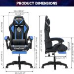 Gaming Chair with Bluetooth Speakers and RGB LED Lights Ergonomic Massage Video Game Chair with Footrest High Back with Lumbar Support Blue and Black - Image 4