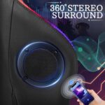 Gaming Chair with Bluetooth Speakers and RGB LED Lights Ergonomic Massage Video Game Chair with Footrest High Back with Lumbar Support Blue and Black - Image 5
