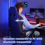 Gaming Chair with Bluetooth Speakers and RGB LED Lights Ergonomic Massage Video Game Chair with Footrest High Back with Lumbar Support Blue and Black - Image 6