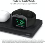 Belkin MagSafe 3-in-1 Wireless Charging Pad - Fast Charging for Apple Watch, iPhone 16, 15, 14 Series, AirPods, & More - MagSafe Charging Station for Multiple Devices - Black (Certified Refurbished) - Image 4