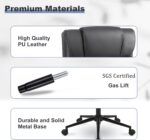 Executive Office Chair with Thicken Armrest, Ergonomic Home Office Desk Chair with Lumbar Support, Upholstered Leather Mid-Back Computer Gaming Chair for Home/Office, Black - Image 6