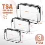 3 Pack Clear Toiletry Bag, TSA Approved Makeup Pouch Water Resistant Portable Travel Organizer, Carry On PVC Cosmetic for Airport Airline Complian - Image 4