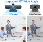 Full HD 1080P Webcam with Microphone, Auto-Light Balance, Rotatable Design,Privacy Cover, Plug and Play for Zoom, Skype,Web Conferencing - Compatible with Windows, Mac, Laptop, Desktop - Image 4