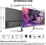24.5 Inch IPS PC 200Hz Gaming Monitor, FHD 1080p Screen, 1ms Without Bezel, freesync, 99% sRGB, 178 ° Angle View, HDMI、DisplayPort, Compatible with Wall mounting 75 * 75MM - Black - Image 8