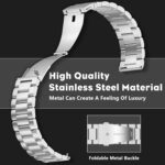 22 mm Watch Band for Samsung Galaxy Watch 3 45 mm, Huawei Watch GT 4 46 mm, Garmin Venu 3 45 mm - Beautifully Polished Stainless Steel Replacement Strap - Image 4