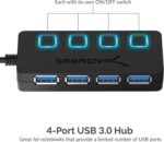 SABRENT 4-Port USB 3.0 Hub with Individual LED Power Switches - Slim, Portable Design - 2 Ft Cable - Fast Data Transfer - Compatible with Mac & PC (HB-UM43) - Image 3