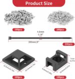 700 Pcs Cable Management Kit - Black 8-Inch Cable Ties, 3M Self-Adhesive Mounts, Saddle Mounts, Screws - Wire Organizer for Home, Office, Car, Computer, TV - Heavy Duty, Easy Installation - Image 3