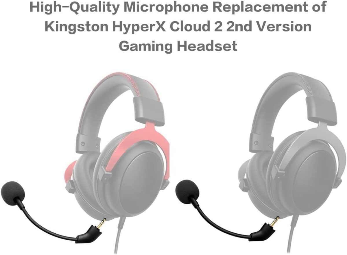 2 Pack Replacement Game Mic for Kingston HyperX Cloud, Cloud X and Cloud II 2nd Version Gaming Headset on PS4 PS5 Xbox One Nintendo Switch PC, 3.5mm Detachable Boom Microphone - Image 3
