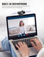 Full HD 1080P Webcam with Built-in Mic Wide Angle & Auto Focus Privacy Cover for PC/Laptop Plug & Play USB Camera Black - Image 3