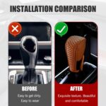 1 PC Car Gear Shifting Knob Cover, 2.75In x 4.72In Vehicle Interior Decoration Accessories, Anti-Slip Anti-Scratch Design, Universal Automotive Shifter Knobs Cover for Car SUV Truck (Brown) - Image 6