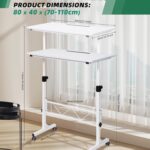 Standing Desk Adjustable Height Portable Mobile Laptop Desk Treadmill Desk for Walk Rolling Wheel Desk Sit to Stand White - Image 4