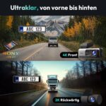 4K+2K Dual Dash Cam Front and Rear, Dashcam with Voice Control, Sony IMX415, ADAS Driver Alerts, Starry Night Vision, 24/7 Parking Monitor, 5.8GHz WiFi & GPS, Free 64GB Card, Loop Recording - Image 3