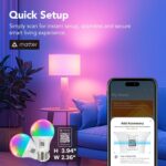OREiN Matter Smart Light Bulb, Smart Light Bulbs Work with Apple Home, Alexa, Google Home, SmartThings, A19 Color Changing Light Bulbs 2.4Ghz WiFi, 800 Lumens Equivalent 60W 4Pack - Image 3