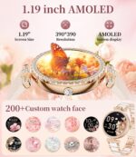 Smart Watches for Women,1.19” AMOLED Smartwatch for Android iOS Phone,IP68 Waterproof Fitness Tracker Watch with Heart Rate Sleep Monitor 100+ Sports Pedometer,Ceramic(Answer/Make Calls) - Image 4