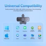 4K Webcam for PC with Sony Sensor, Auto Focus & Privacy Cover, Ultra HD 4K Streaming Camera, 2 Noise-Cancelling Mics, USB Plug & Play, 77° FOV, Web Camera for Zoom, Skype, Teams, Video Calling - Image 9