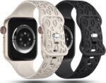 2Pack Leopard Engraved Bands Compatible with Apple Watch Band 41mm 40mm 38mm 49mm 46mm 45mm 44mm 42mm Women, Silicone Cheetah Sport Strap for iWatch Series SE 10 9 8 7 6 5 4 3 2 1,Ultra - Image 3