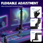 Microphone Boom Arm, Low Profile Mic Arm with 360° Rotation, Cable Management, Extended Riser, Mic Clip, Microphone Stand for Blue Yeti HyperX QuadCast Shure Elago - Image 4