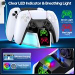PS5 Controller Charger Station Compatible with DualSense & Edge Controllers, PS5 Charging Station with RGB Light & LED Indicator for PlayStation 4 Cooling Systems - Image 4