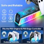 PS5 Controller Charger Station Compatible with DualSense & Edge Controllers, PS5 Charging Station with RGB Light & LED Indicator for PlayStation 4 Cooling Systems - Image 6