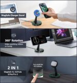 Magnetic Wireless Charger Stand 15W Fast Mag-Safe Charger for iPhone 16/16 Pro/16 Plus/16 Pro Max/15/14/13/12 Series Magnet Wireless Charging Station/Pad with Sleep-Friendly Light for AirPods - Image 3