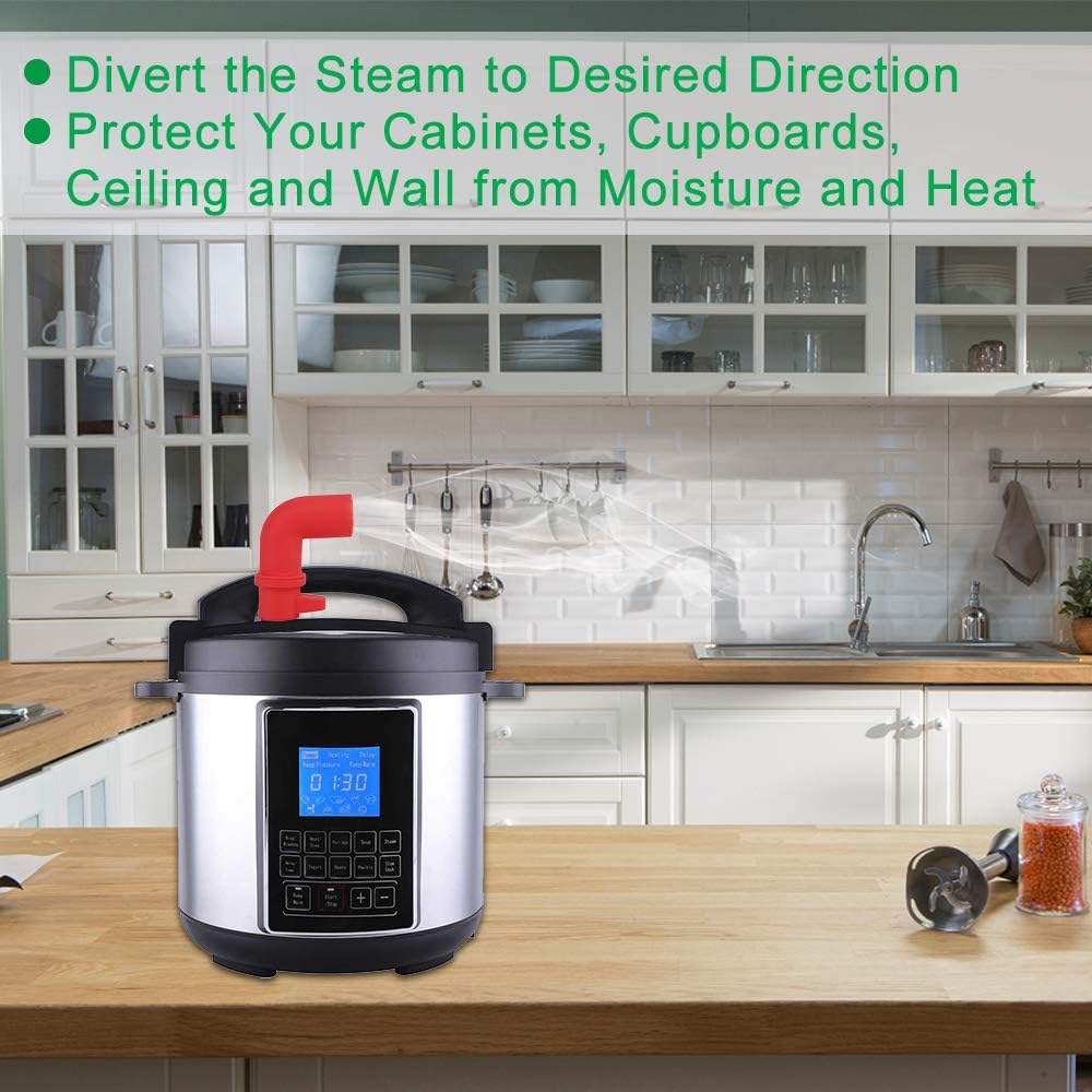 Steam Diverter Accessory for Pressure Cooker, Food-Safe Silicone, Steam Release Accessory for Instant Pot Duo/Duo Plus/Ultra/Smart Models, 360° Rotating Design to Redirect Steam (Red) - Image 3