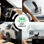 15W Only for iPhone MagSafe Car Mount Charger, 360% Adjustable Aluminum Alloy Arm, Relocatable Car Phone Holder, Magnetic Wireless Fast Charging, Cell Phone Holder for All Car Models, Black - Image 3