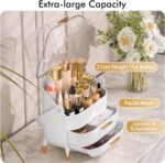 Makeup Organizer Skincare Organizers - Cosmetic Display Cases with Transparent Cover, SkinCare Organizers for Bathroom Countertop, Bedroom Vanity Desk, Lipstick Organizer, White - Image 4
