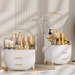 Makeup Organizer Skincare Organizers - Cosmetic Display Cases with Transparent Cover, SkinCare Organizers for Bathroom Countertop, Bedroom Vanity Desk, Lipstick Organizer, White - Image 7