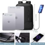 hk Backpack for Men Business Slim Backpack with USB Charger Computer Lightweight Anti-theft Travel Backpacks 15.6 inch Water Resistant Laptop Bag for Work Office College-Black - Image 3