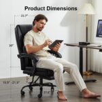 Office Chair,Big and Tall 400Lbs with Footrest, Ergonomic with Adjustable Backrest, Reclining Computer Chair with Double Lumbar Support, Thick Bonded Leather for Comfy (Black) - Image 3