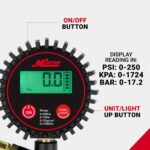 Milton 507KIT Digital Tire Inflator Car Accessories w/Accurate Air Tire Pressure Gauge, 14” Rubber Air Hose – 250 PSI, Brass Lock-On Clip Air Chuck and Compressor Accessories - Image 6