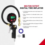 Milton 507KIT Digital Tire Inflator Car Accessories w/Accurate Air Tire Pressure Gauge, 14” Rubber Air Hose – 250 PSI, Brass Lock-On Clip Air Chuck and Compressor Accessories - Image 7