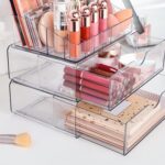 Vtopmart 3 Tier Clear Makeup Organizer with Drawer, Cosmetic Storage for Dresser Countertop and Bathroom Vanity, Beauty Holder for Lipstick Brush Skincare - Image 3