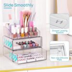 Vtopmart 3 Tier Clear Makeup Organizer with Drawer, Cosmetic Storage for Dresser Countertop and Bathroom Vanity, Beauty Holder for Lipstick Brush Skincare - Image 5