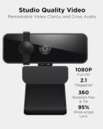 Lenovo Essential Full HD 1080P Webcam, Dual Microphone, No Driver 1.8m USB 2.0, Wide-Angle, Tilt-Control, 360-Degree Rotation, Black - Image 3