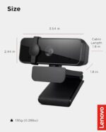 Lenovo Essential Full HD 1080P Webcam, Dual Microphone, No Driver 1.8m USB 2.0, Wide-Angle, Tilt-Control, 360-Degree Rotation, Black - Image 5