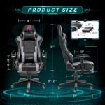 AA Products Gaming Chair Ergonomic High Back Computer Racing Chair Adjustable Office Chair with Footrest, Lumbar Support Swivel Chair - Upgraded Version BlackGrey - Image 3