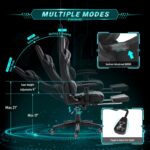 AA Products Gaming Chair Ergonomic High Back Computer Racing Chair Adjustable Office Chair with Footrest, Lumbar Support Swivel Chair - Upgraded Version BlackGrey - Image 4