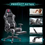 AA Products Gaming Chair Ergonomic High Back Computer Racing Chair Adjustable Office Chair with Footrest, Lumbar Support Swivel Chair - Upgraded Version BlackGrey - Image 6
