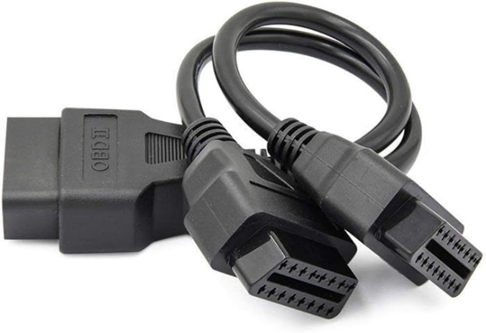 16 Pin OBD2 Adapter Cable, Male to Dual Female, Y Type OBDII Extension Splitter Patch Cord for FIXD BAFX Bluedriver OBDii Scanner Code Reader, Car Diagnostic Tools and Head-up Disp - Image 3